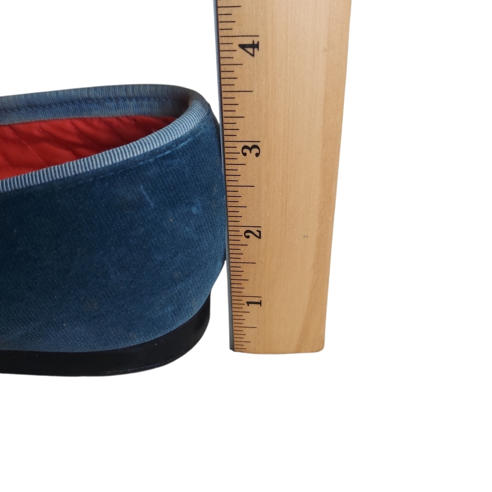 Rare Vintage Dunhams of Maine Blue Velvet Smoking Slippers Grosgrain Bow Size 11 - Picture 14 of 16